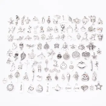 100 plantas y animales mixtos de aleación de zinc colgantes de joyería de bricolaje para hacer collares y accesorios de pulsera