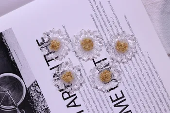 10buc Transparent Folie de Aur Daisy Rășină Accesorii DIY Manual Flori de Floarea Soarelui Cercei Inel Bijuterii
