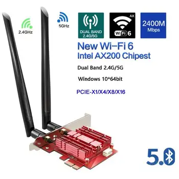 3000Mbps Dual Band 2.4 G/5G Intel AX200 Wifi 6 PCI-E PCI Express Adaptor Wifi Bluetooth 5.0 placa de Retea 802.11 ax Pentru Desktop PC