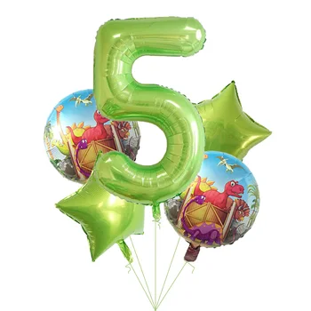 5pcs 40 inch fructe verzi Număr baloane Folie 18 inch Rotund dinozaur globos birthday party, Decoratiuni Copii, jucării pentru copii duș