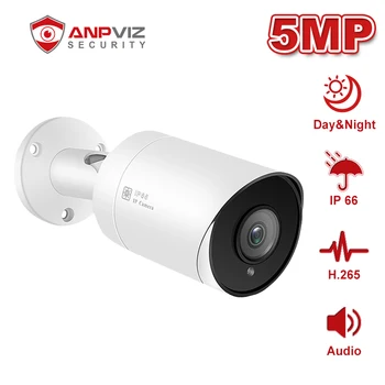 Anpviz 5MP POE Bullet Camera IP Cu Audio Home/Exterior rezistent la Intemperii Cam de Securitate Viziune de Noapte 98ft ONVIF H. 265 P2P