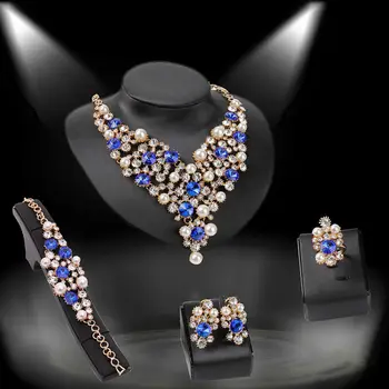 Aur 18K Brățară de Cristal Pearl Decor Cercei Colier Set de Bijuterii de Moda Lung Stratificat Harajuku Iubit Profesor Cadou