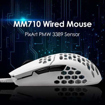 Cooler Master MM710 53G Mouse de Gaming design Ergonomic 16000 DPI Senzor Optic Ușor Fagure de miere Shell Țese Cablu pentru pc