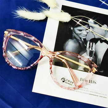 Coreea Cristal Clar Roz Rama de Ochelari pentru Femei Aliaj de Ochi de Pisica Ochelari de sex Feminin Brand Fals Ochelari Miopie Transparent Oculos de sex Masculin