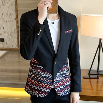 Costum barbati jacheta de primavara si toamna 2021 nou stil coreean cusaturi costumul personalitate tendință stil Britanic de vest singur sacou