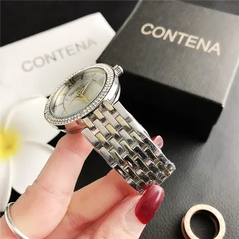Cristal de lux pentru Femei Ceasuri de mână Ceas Dial Argint Aur Brățară Cuarț Ceas din Oțel pentru Femei Ceas Doamnelor Cadou Reloj Mujer