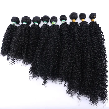 Culoare pură Întins Lungime 14-30 cm Afro Pervers Parul Cret Țese Negru Auriu Maro Sintetice de Extensie de păr