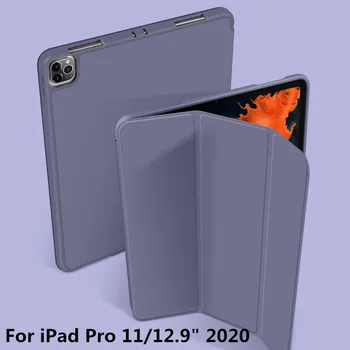 De caz Pentru iPad Pro 12.9 2020 4th Gen Piele Pu Tri-Fold sta smart cover Pentru iPad Pro 11 2020 caz 2nd Gen TPU înapoi Comprimat caz