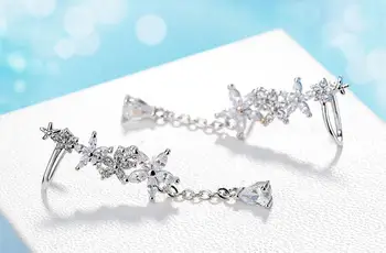 De moda de argint 925 cristale strălucitoare de flori de sex feminin cadou doamnelor'tassels stud cercei bijuterii nu se estompeze picătură de transport maritim ieftin