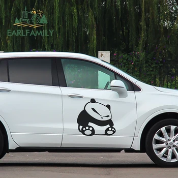EARLFAMILY 58cm x 51.6 cm Panda Drăguț Ședinței de Vinil Autocolant Masina de Curse de Curse de Camioane Decal JDM Desene animate Autocolant Auto Accesorii Auto
