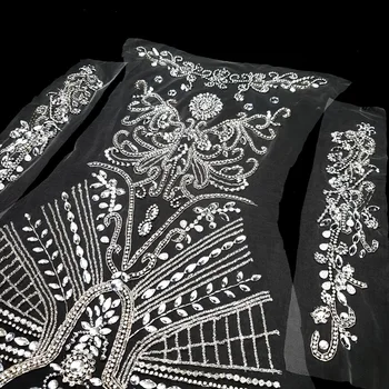 HAUT Couture Handmade Alb Coase pe Cristale Strasuri Haine Aplicatiile de Patch-uri pentru Modele de Bal Rochie de Mireasa, Costum de Eveniment