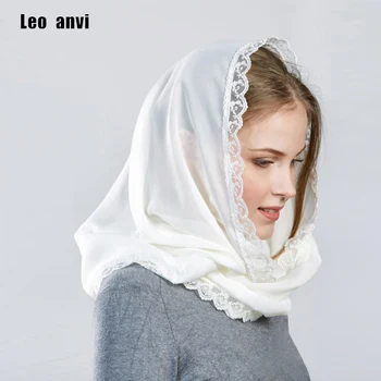 Leo anvi Proiectare femei eșarfă șifon văl doamnelor foulard femme bandană dantela Baticuri pentru femei inel folie musulmane hijab