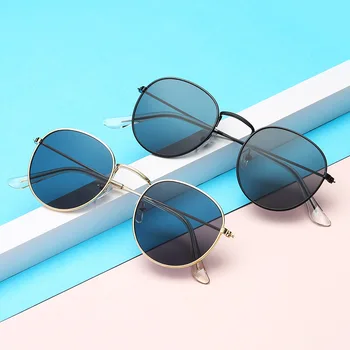 LONSY Clasic Cadru Mic Rotund ochelari de Soare Femei/Barbati de Brand Designer de Epocă Aliaj Oglindă Ochelari de Moda de Conducere UV400 Ochelari de cal