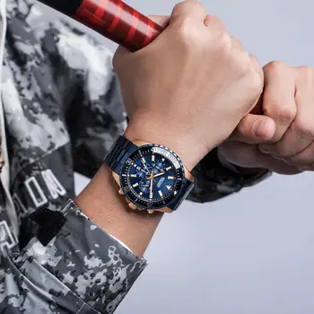 MEGIR Brand de Lux Ceasuri Barbati Albastru Oțel Inoxidabil Trupa de Afaceri Cuarț Ceas Barbati Chronograph Militari ai Armatei Ceas de mână de Om