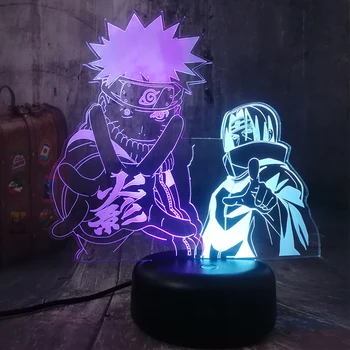 Naruto Figura Uzumaki Naruto si Uchiha Itachi 3d Lumina de Noapte În 7 Culori Schimbare a CONDUS Lampă Decorativă pentru Dormitor Acasă Băieți Cadouri