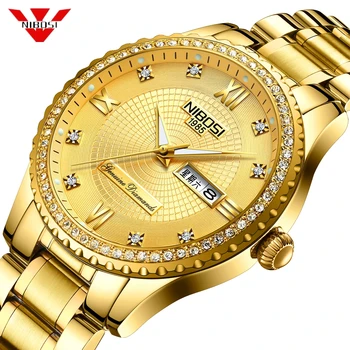 NIBOSI Mens Ceasuri de Lux de Top de Brand Pentru Bărbați Piața Impermeabil Ceas de Aur Cuarț Ceasuri Sport din Oțel Inoxidabil Ceas Saat