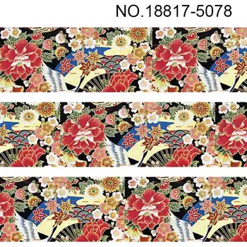 Nou de 50 de metri culoare închisă în stil flori panglică imprimată grosgrain panglică 5075-5086