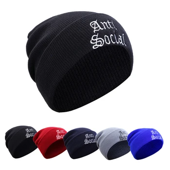 Noua Moda Capac Beanie Bărbați Femei Scrisoare Broderie Ține De Cald Iarnă Pălării Tricotate Unisex Solid Chelioși Hip-Hop-Ul În Aer Liber Pălărie De Schi