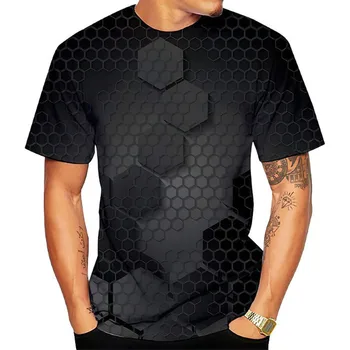 Popular de vara T-shirt, geometrice 3D model, personaj masculin creative T-shirt, casual, sport, tricou, interesant oversize T-shirt