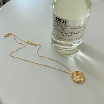 RUIYI Real Argint 925 Clasic Leu Curajos Colier de Femei Tinere Fete de Aur Geometrice Monedă de Epocă Pandantiv Colier