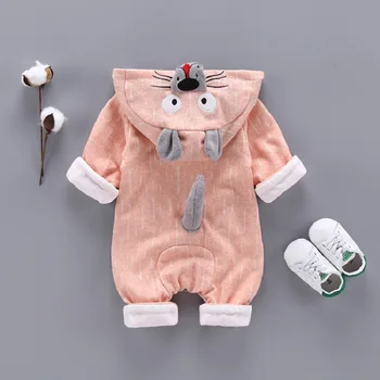 Toamna Iarna Copil drăguț Haine pentru Copii Desene animate Gros Băieți Fete Salopeta cald cu Gluga Nou-născut Salopetă moale de îmbrăcăminte pentru Sugari 2020