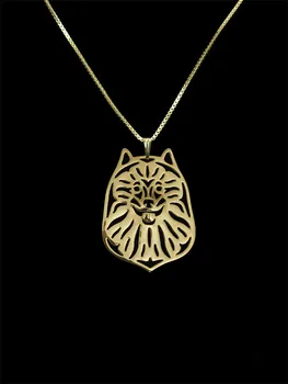 Trendy aur, argint Keeshond câine pandantiv colier moda bijuterii animal cel mai bun cadou pentru prietenul prietenie colier