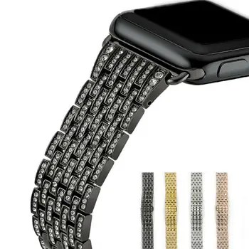 URVOI link brățară bandă pentru apple watch SE 6 5 4 3 curea pentru iWatch din oțel inoxidabil de Lux Sclipici zirconia stras împânzit