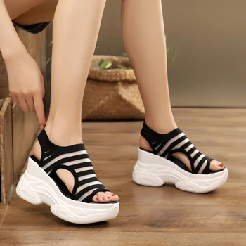 Vara Femei Sandale cu Platforma de Moda Alb de 8 cm Creșterea Sandale cu Talpă Groasă Casual Pantofi Platforma de sex Feminin