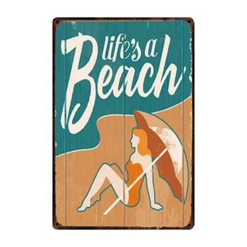[ WellCraft ] Tiki Bar de Vară Este Viața care Vine mai Bine La Plajă, Metal Sign Postere de arta Vintage Pictură Murală Personalizate Decor WW10