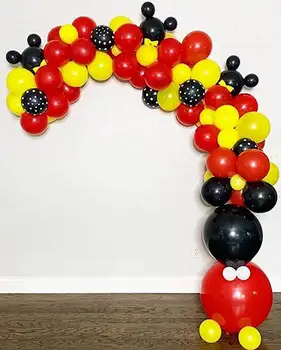 104pcs DIY Balon Ghirlanda Arc Kit Black Red Latex, Baloane pentru Petrecere de Aniversare pentru Copii Decoratiuni Copil de Dus Globos
