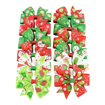 24buc Noua Moda Ornamente de Crăciun Bowknot Agrafe de Par pentru Copii Agrafe de par Fulg de nea Panglică Arc Pălării Copii Accesorii de Par 640