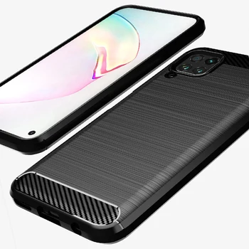 Caz Pentru Huawei P40 Lite Moale TPU Silicon rezistent la Șocuri Capac din Fibra de Carbon Textura Periat Cazuri Pentru Huawei P40Lite P40 Lite Caz
