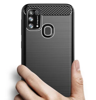 De protecție caz negru pentru Samsung Galaxy M31, carbon serie de caseport