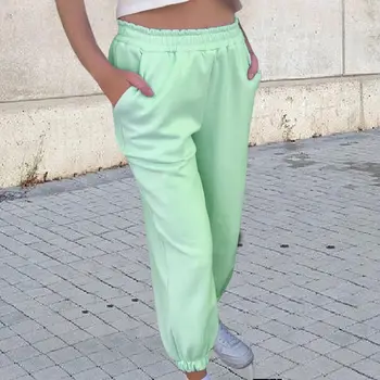 Noi Pantaloni De Trening Femei Gri Sport Pantaloni Joggers Largi Picior Supradimensionate Streetwear De Înaltă Talie Pantaloni Pentru Femei Talie Elastic