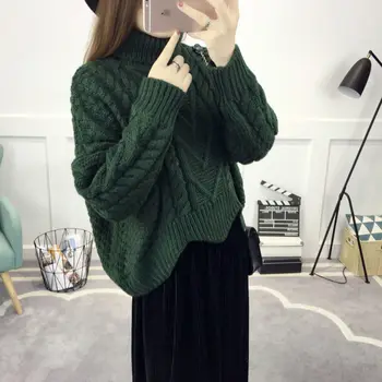 Primavara/toamna femei, haine de calculator femei tricotate pulovere europene pulovere guler pulovere largi plus dimensiunea îmbrăcăminte