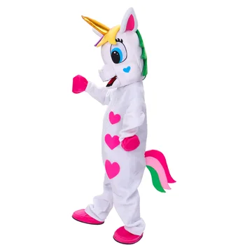 Unicorn mascota costum de unicorn cu corn de aur Mascota Costum ponei rochie fancy costume pentru Animal adult petrecere de Halloween