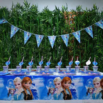 82pcs/set Anna Și Elsa Printesa Consumabile Partid Ziua de nastere Copil de Înmatriculare și Cupa Masă Furculița Șervețel Decor Favoruri