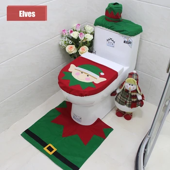 Capac de toaletă Piciorul Seat Pad Capac de Crăciun Baie Decoratiuni pentru Casa lui Moș Crăciun, om de Zăpadă de Crăciun Baie Deco din Trei piese