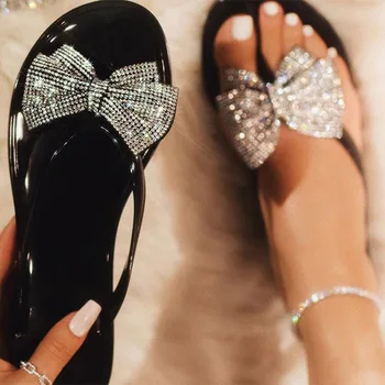 Femei Vara Bling Cristal Clip In Picioare Papuci Casual, Papuci De Casă Femeie De Moda De Sex Feminin Non Alunecare Pantofi 2021 Tesatura De Bumbac Casa Doamnelor