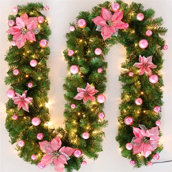 La modă de Crăciun Rattan cununa de 2,7 M LED Floare de Lumină Benzi ornament banda de flori decor de vacanță