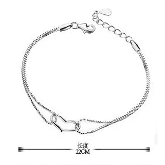 ModaOne Argint 925 Vânzare Fierbinte Inima de Cristal Bratari & Brățări Pentru Femei Fata de Ziua Îndrăgostiților prezent pulseira