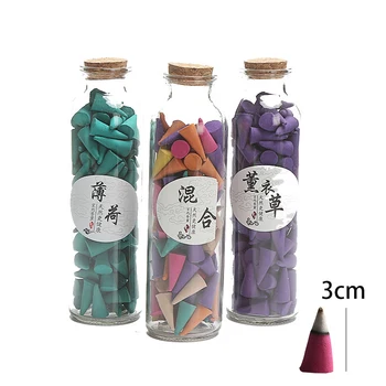 Naturale Tămâie Conuri 130 buc Multi Aroma în Cutie de Sticlă Colorate Parfum Triple Parfum de lemn de Santal, Trandafir de Lamaie India Con Tămâie