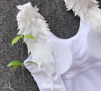 Noi de-o bucată de costume de baie femei 2020 costum de baie de culoare solidă aripi de înger de-o bucată de costume de baie bikini