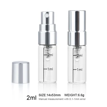 100pieces/lot 2 ml Scară Reîncărcabile Mini Parfum Spray Sticla de Aluminiu Spray Atomizor Portabil de Călătorie Container Cosmetice Sticle