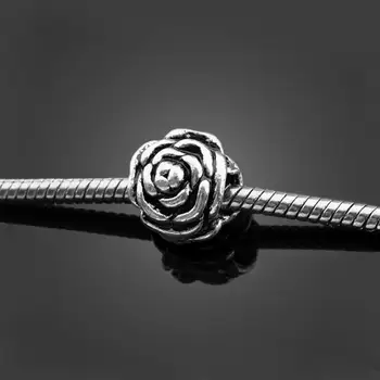 50pcs/o mulțime de 11.6*11.6 MM Antichități Argint Culoare Aliaj de Zinc Metalic Rotund de Flori de Trandafir Șirag de mărgele Pentru a Face Bijuterii Șirag de mărgele Brățară Accesorii