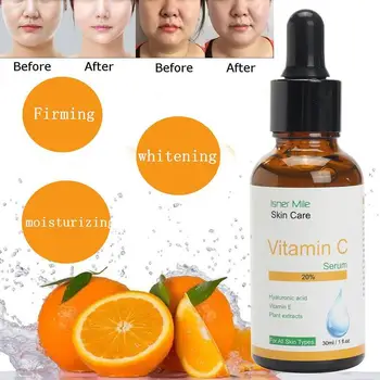 Acid hialuronic, Vitamina C, + Ser de Strălucire Pielii Moisturizng Anti-Riduri pentru ten cu Acid Hialuronic Anti Îmbătrânire 30 mL