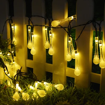 Alimentat cu energie solară 30 LED-uri Picătură de Apă Șir de Lumină Grădină impermeabil Petrecere de Craciun Decor Lampă în aer liber, de Interior, Lămpi