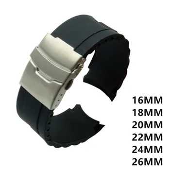 Arc curbat Interfețe Silicon Cauciuc Watchband pentru Tissot Bărbați Femei Ceas Trupa Încheietura Curea Curea 16mm 18mm 20mm 22mm 24mm 26mm