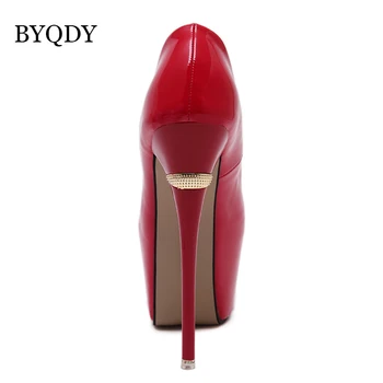 BYQDY Moda Pompe de Platforma Femei Ultra Înaltă Tocuri Stiletto de 16 cm Pantofi Rotund-Deget de la picior Sclipici Paiete Partidul Roșu de Mireasa Pantofi de Mireasa