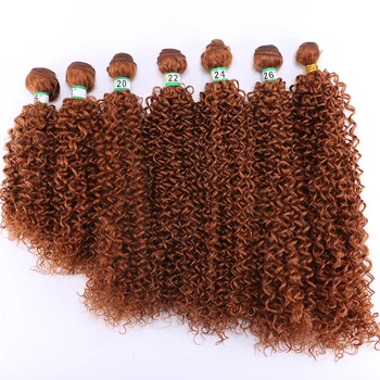 Culoare pură Întins Lungime 14-30 cm Afro Pervers Parul Cret Țese Negru Auriu Maro Sintetice de Extensie de păr